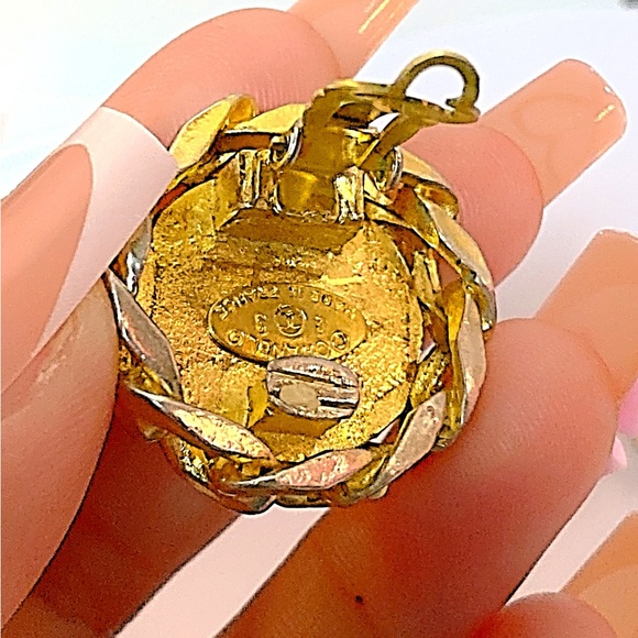 LOW START- CHANEL CC Logo Rhinestone Gold Tone Earrings - Picture 5 of 10